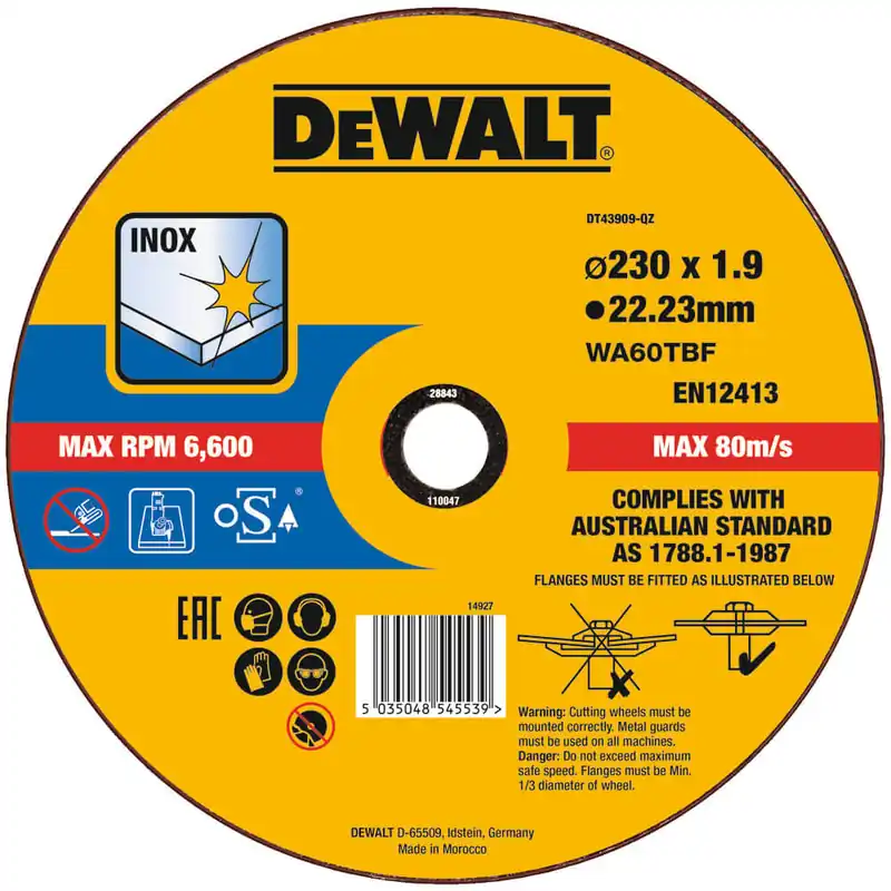Letzte Chance DeWALT Trennscheibe Edelstahl EXTREME® flach Ausführung: 230 x 1,9 mm