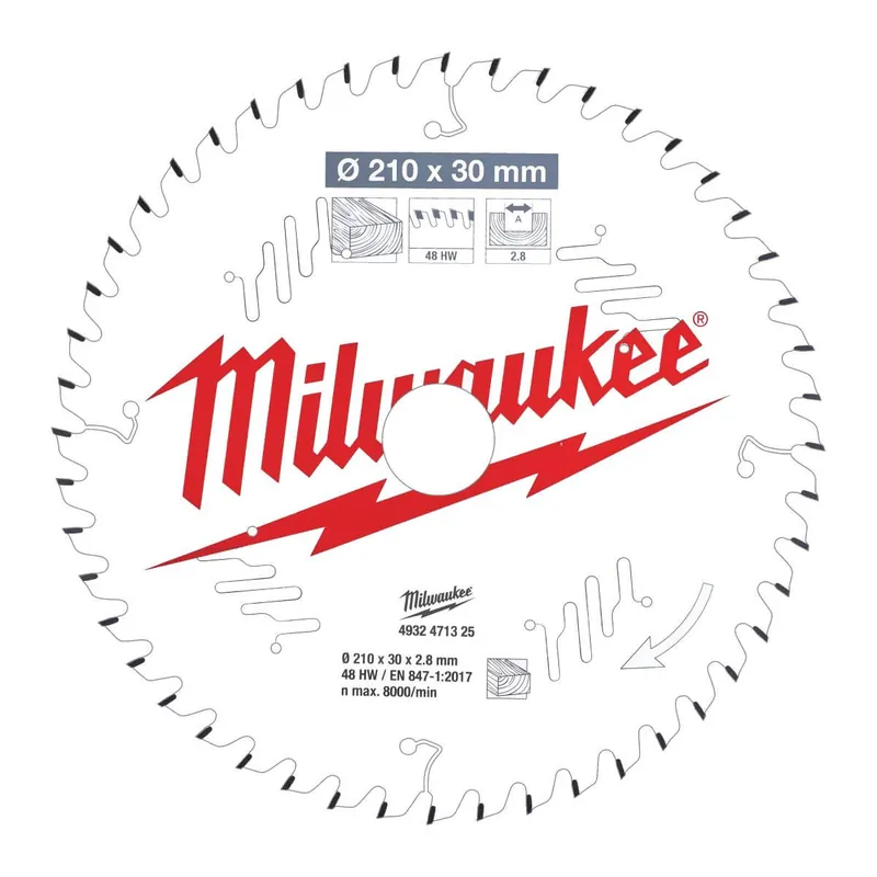 Wochenendangebot Milwaukee Kreissägeblatt Holz für Tischkreissägen Ausführung: 210 x 30 mm Z48 Wechselzahn