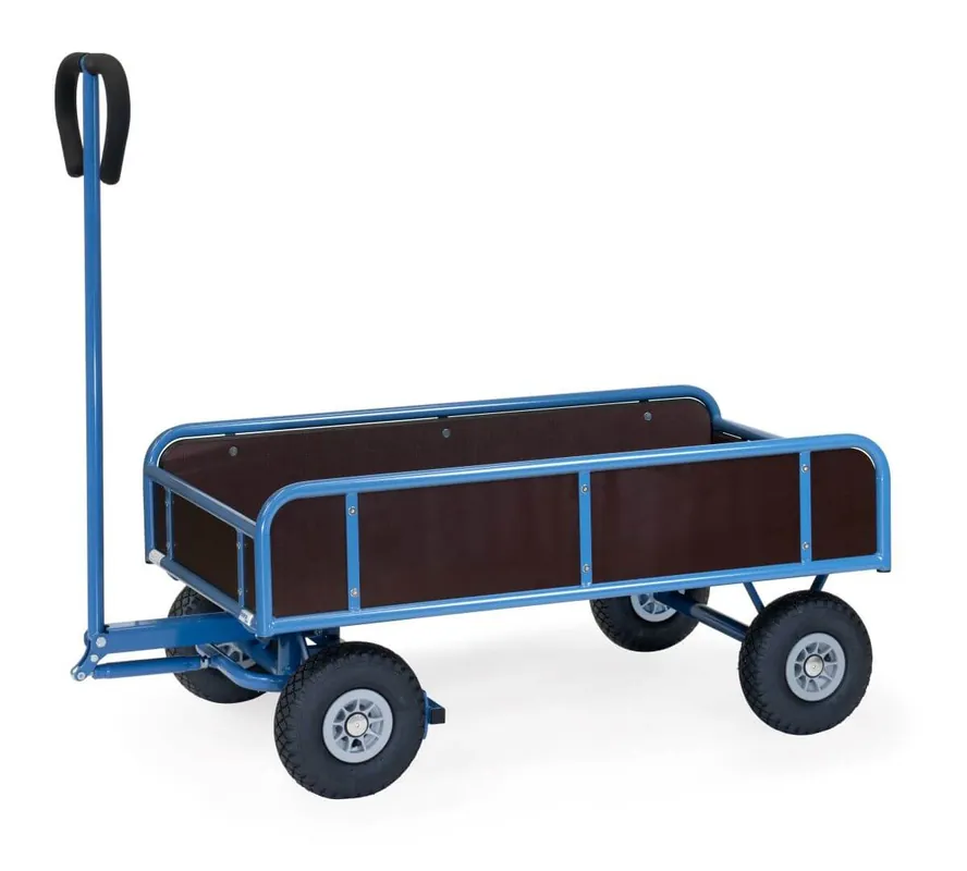 Fetra Handwagen mit 4 Wänden, Stahlrohr blau Größe: 945 x 545 mm Günstig