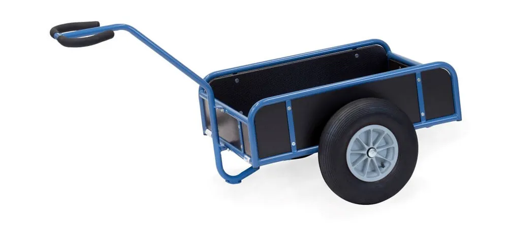 Billig Fetra Handwagen mit Kasten, Stahlrohr blau Größe: 845 x 545 mm