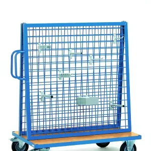 Zertifiziert Fetra Werkstückwagen 1301, 2 Drahtgitter, Tragkraft 600 kg