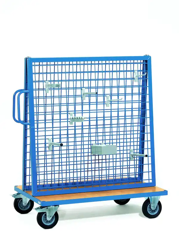 Zertifiziert Fetra Werkstückwagen 1301, 2 Drahtgitter, Tragkraft 600 kg
