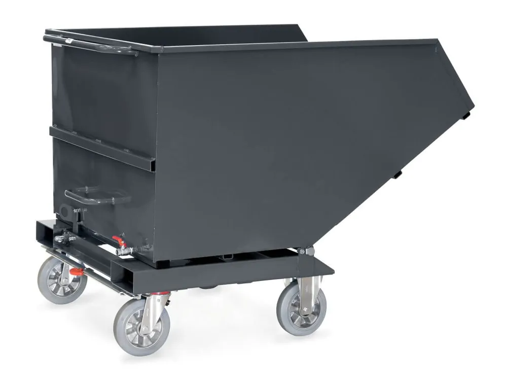 Direkt Vom Hersteller Fetra Muldenkipper grau, mit Rollen und Ablasshahn Volumen: 800 Liter