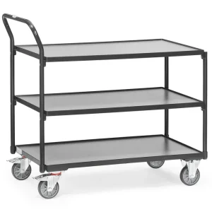 Solange Der Vorrat Reicht Fetra Tischwagen GREY EDITION, 3 Holzplattformen Ladefläche: 600 x 1000 mm