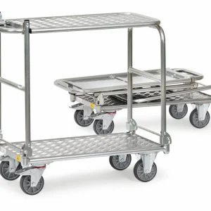 Sonderaktion Fetra ESD-Aluklapp-Tischwagen, 2 Schiebebügel klappbar Größe: 600 x 900 mm