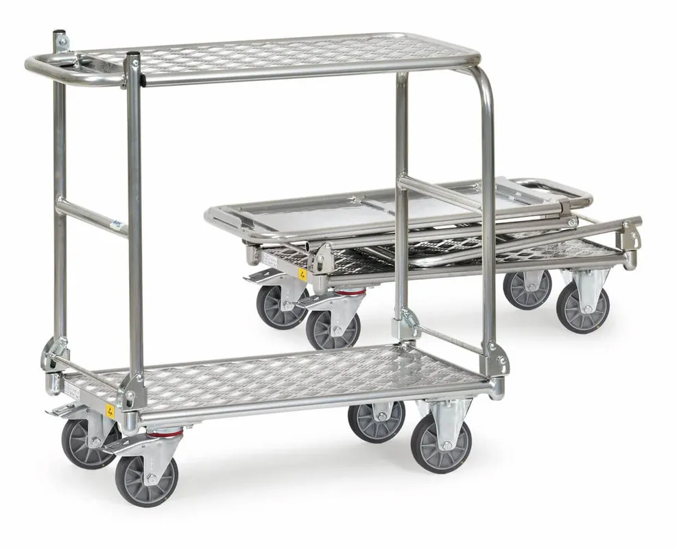 Sonderaktion Fetra ESD-Aluklapp-Tischwagen, 2 Schiebebügel klappbar Größe: 600 x 900 mm