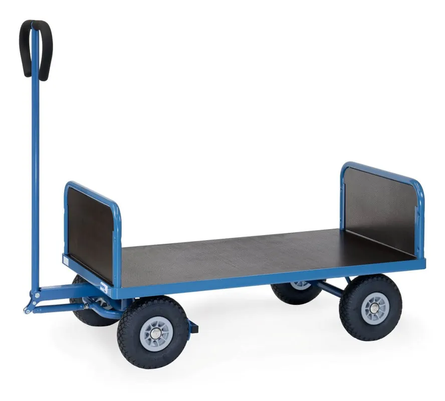 Bestseller Fetra Handwagen mit 2 Stirnwänden, PU-Räder Größe: 1200 mm x 700 mm
