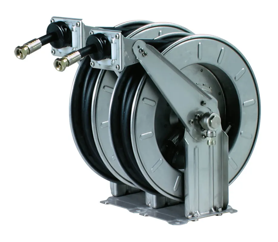 Wochenendangebot Pneutec Schlauchaufroller autom.,Edelstahl,DN 12,10 m Doppelschlauch f.Hydraulik