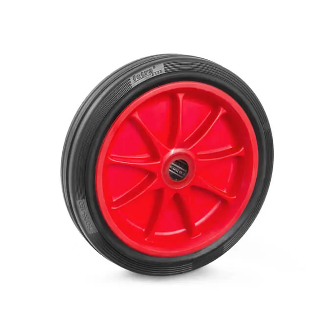Zertifiziert Fetra Vollgummi-Rad 260 x 56 x 25 mm, Kunstst.-Felge rot, Tragkraft 300 kg