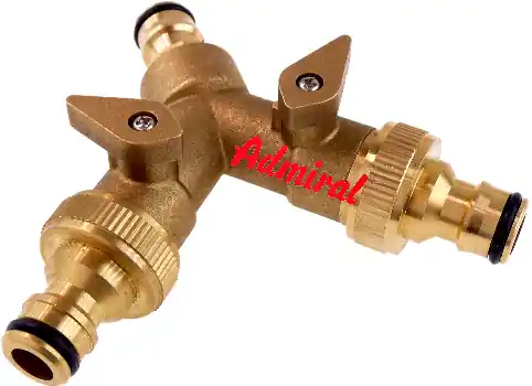 Billig KLOTZtechnics Messing-3-Wege-Kupplung Admi®Stick mit Absperrung 1/2 Zoll + 3/4 Zoll